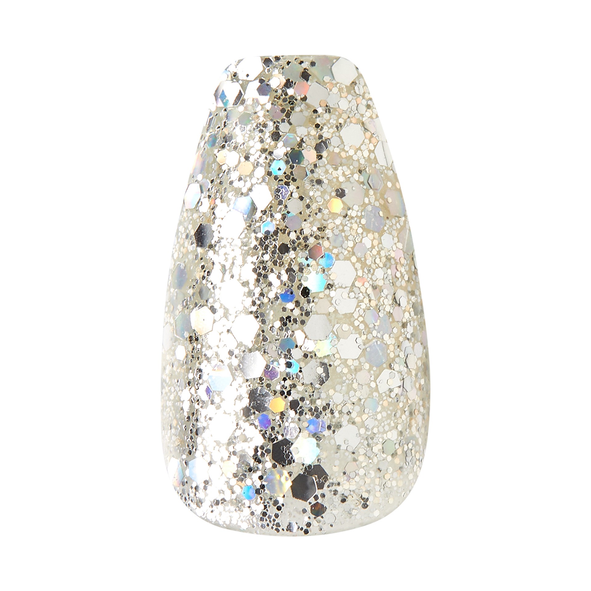 slide 2 of 5, KISS Gel Fantasy Allure Ready-To-Wear Medium Coffin Fake Nails, Black & Silver, 28 Pieces, 1 ct