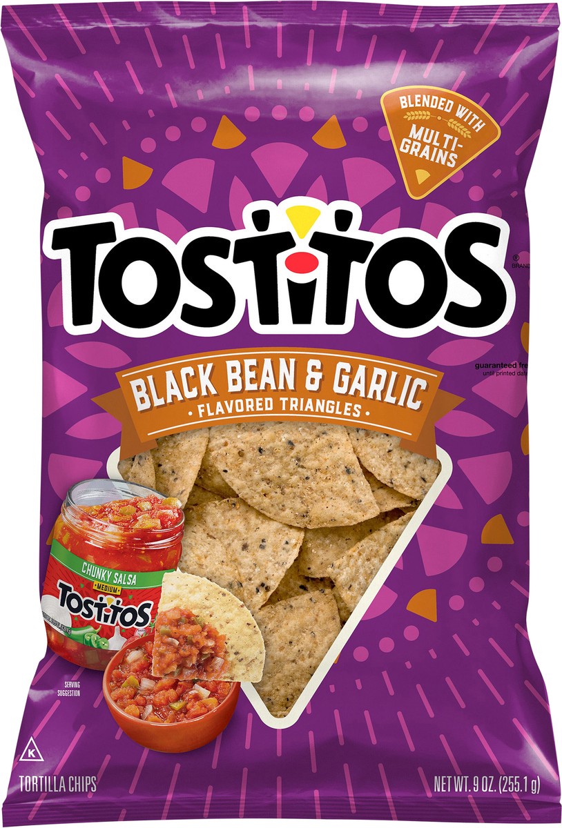 slide 3 of 3, Tostitos Tortilla Chips Black Bean And Garlic Flavored 9 Ounce, 9 oz