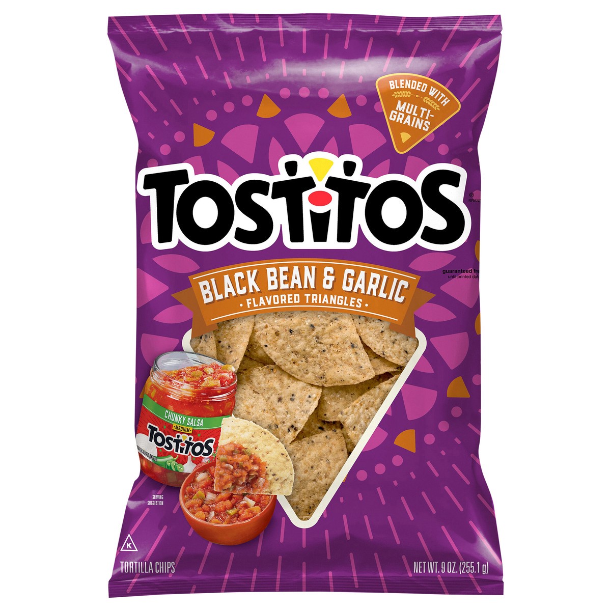 slide 1 of 3, Tostitos Tortilla Chips Black Bean And Garlic Flavored 9 Ounce, 9 oz