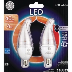 slide 1 of 1, GE Led Cac Long Life Low Energy Decorative Light Bulb, 1 ct
