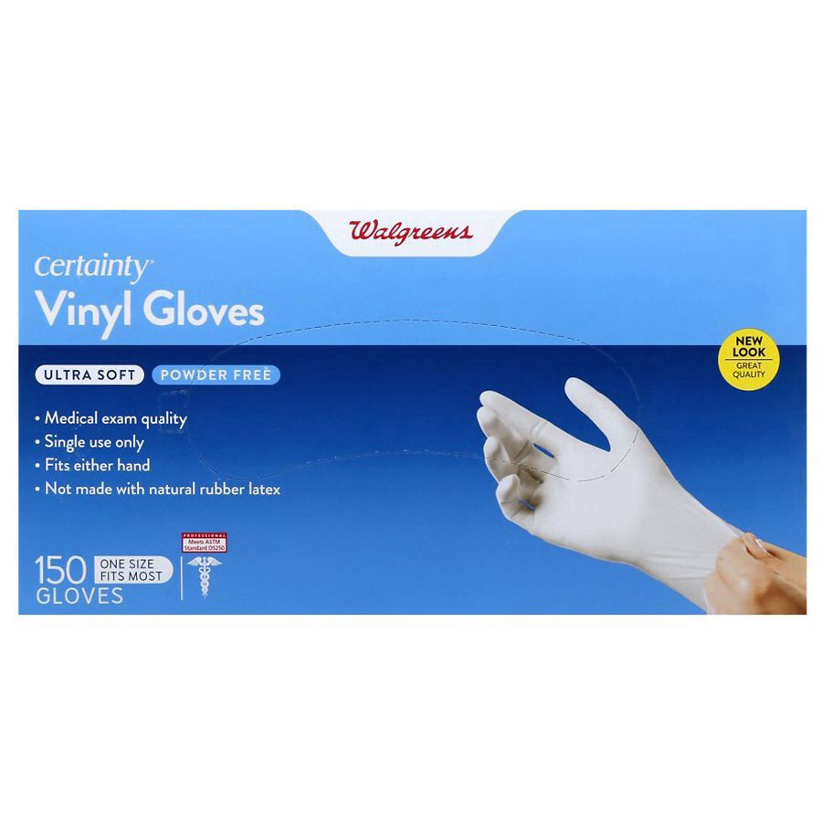 slide 1 of 2, Walgreens Exam Glove Ultra Vinyl One Size, 150 ct