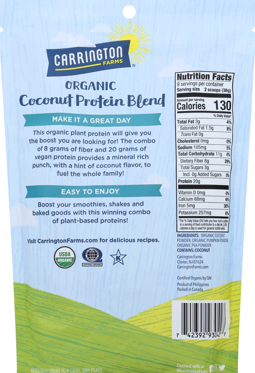 slide 9 of 9, Carrington Farms Organic Coconut Protein Blend 12 oz, 12 oz