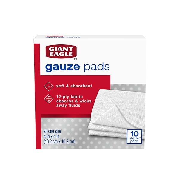 slide 1 of 1, Giant Eagle Gauze Pads, 4 In X 4 In, 10 bc