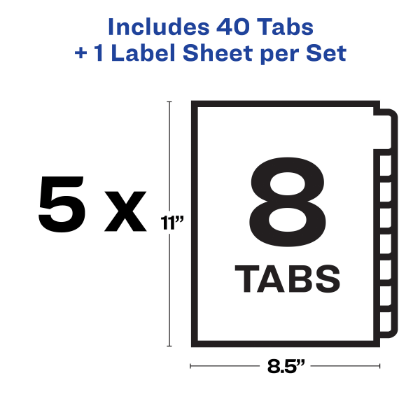 slide 8 of 10, Avery Print & Apply Clear Label Dividers With Index Maker Easy Apply Printable Label Strip And White Tabs, 8-Tab, Box Of 5 Sets, 5 ct