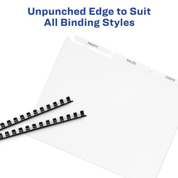 slide 7 of 10, Avery Print & Apply Clear Label Dividers With Index Maker Easy Apply Printable Label Strip And White Tabs, 8-Tab, Box Of 5 Sets, 5 ct