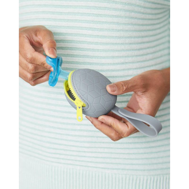 slide 7 of 11, Skip Hop SKIP*HOP Grab & Go Silicone Pacifier Holder - Grey, 1 ct