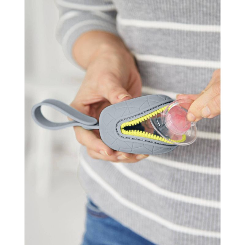 slide 5 of 11, Skip Hop SKIP*HOP Grab & Go Silicone Pacifier Holder - Grey, 1 ct