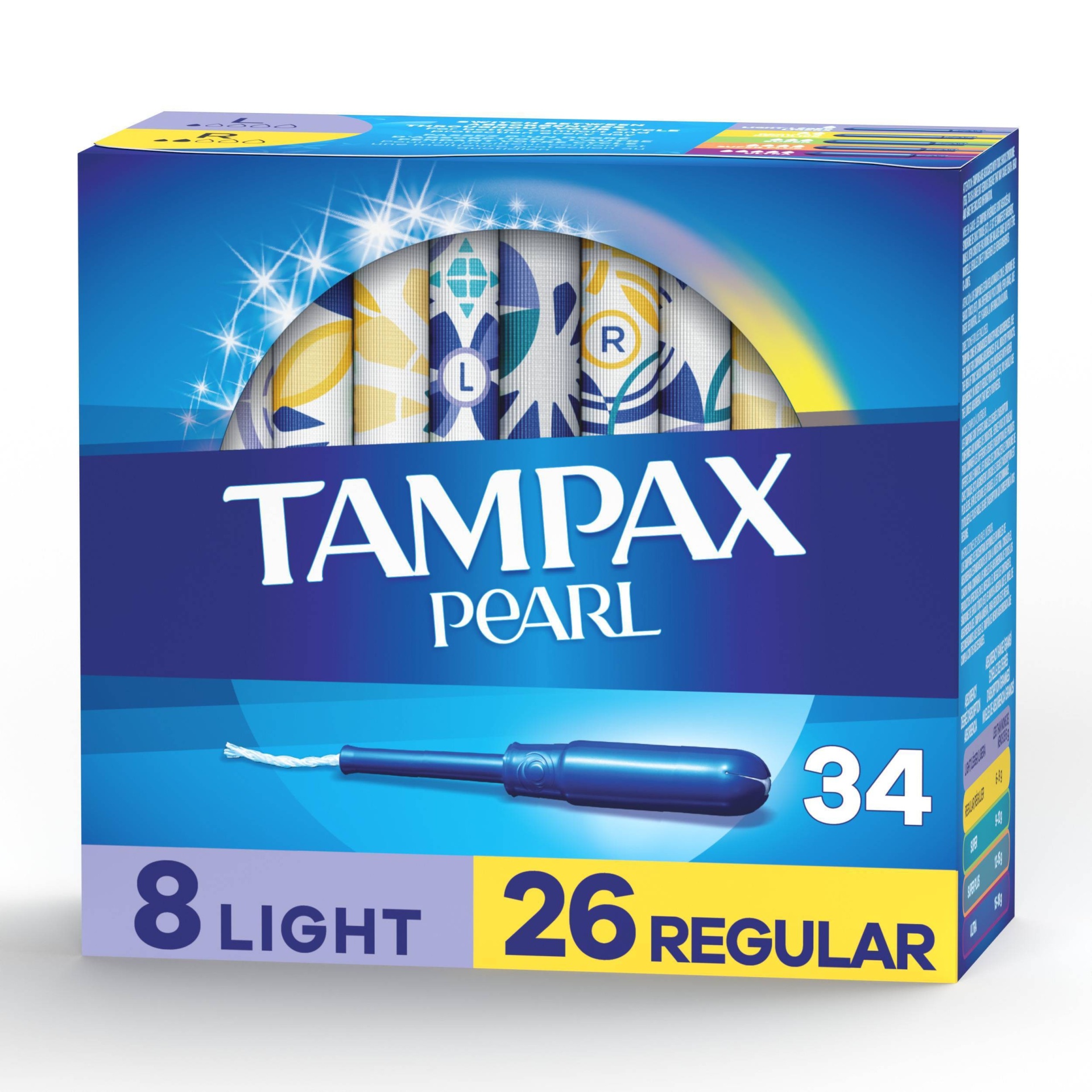 slide 1 of 8, Tampax Pearl Tampons, Light/Regular Absorbency With Leakguard Braid, Duo Pack, Unscented, 34 ct