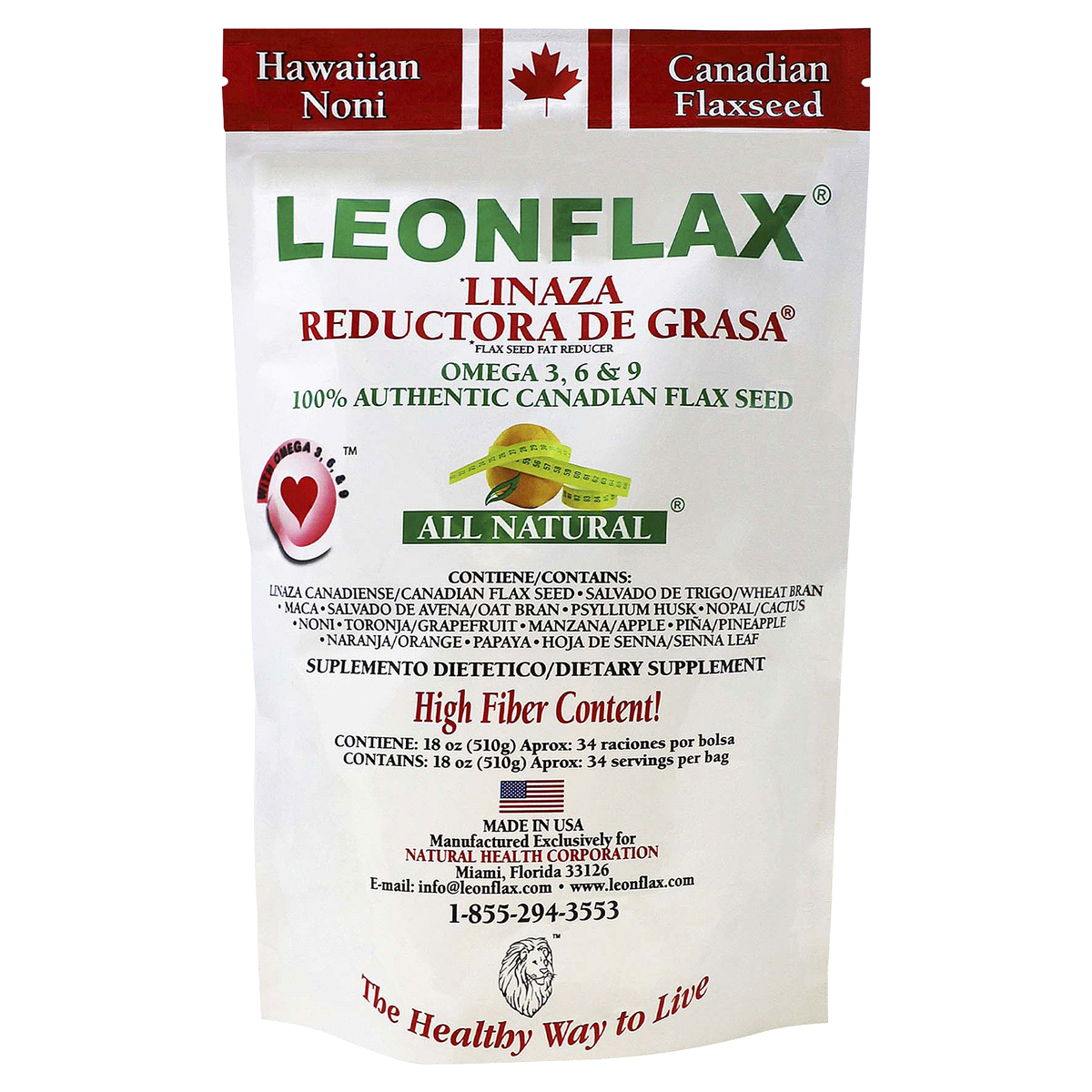 slide 1 of 5, Leonflax Flaxseed 18 oz, 18 oz