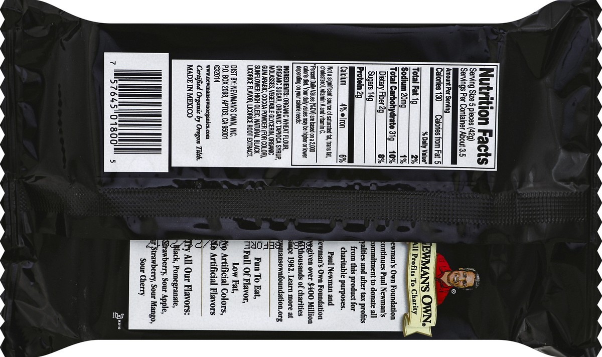 slide 6 of 6, Newman's Own Organics Licorice Twists Black Licorice, 5 oz