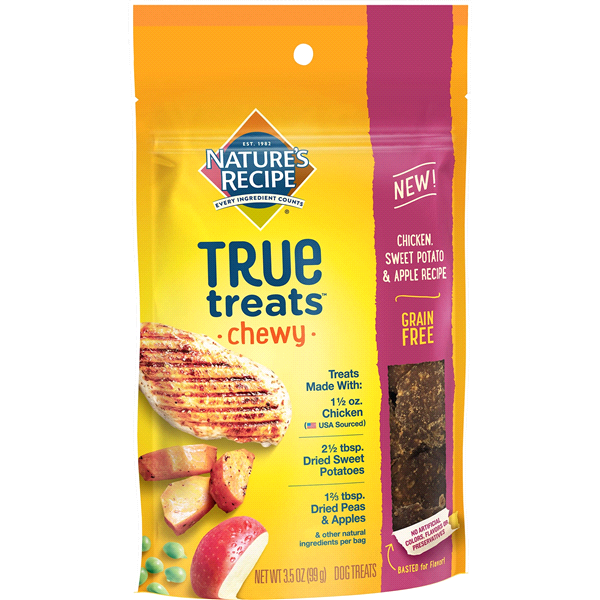 slide 1 of 1, Nature's Recipe True Treats, Chicken, Sweet Potato & Apple, Grain-Free, Natural, Chewy Dog Treats, 3.5 oz