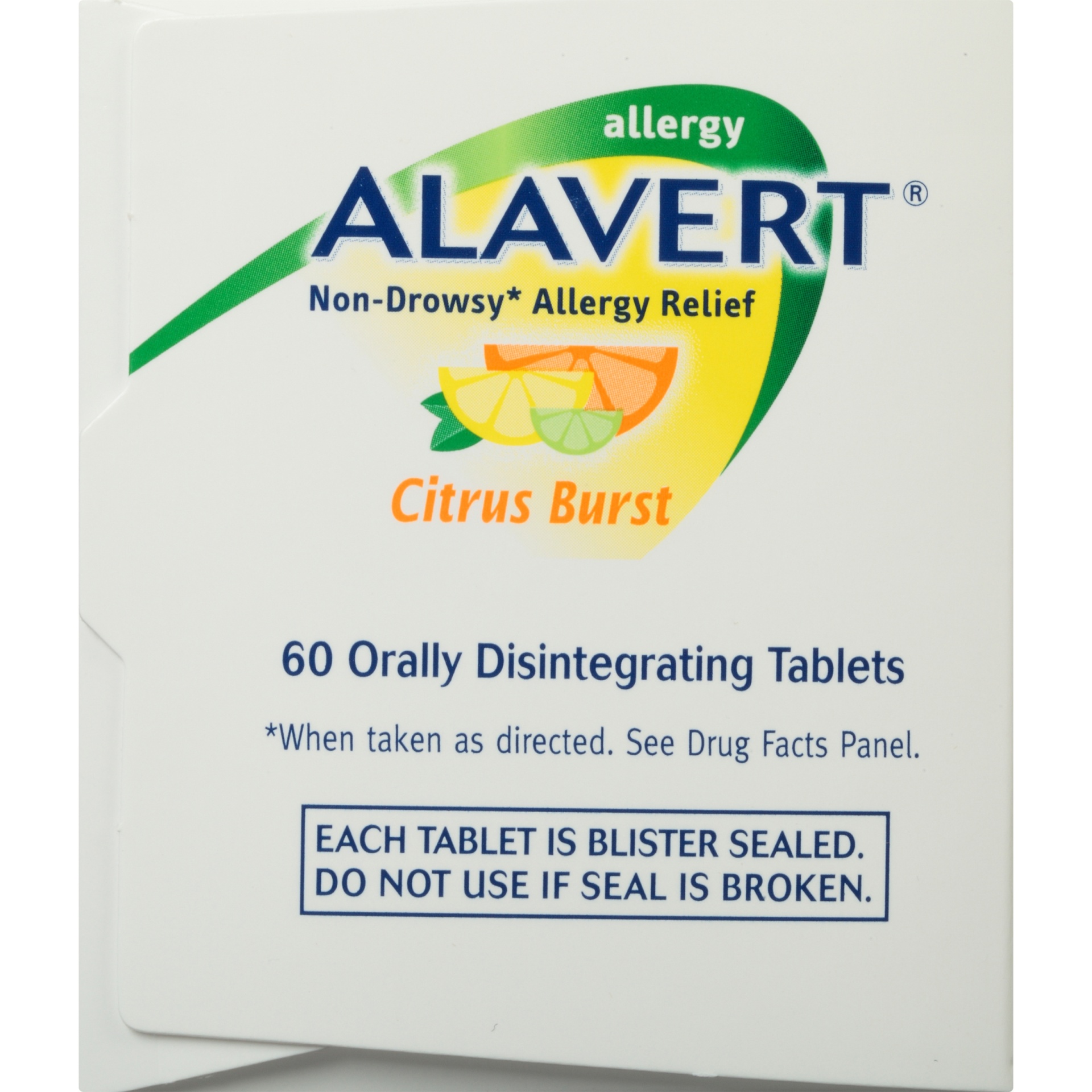 slide 5 of 6, Alavert Non-Drowsy 24-Hour Allergy Relief Orally Disintegrating Tablets in Citrus Burst Flavor, 60 ct