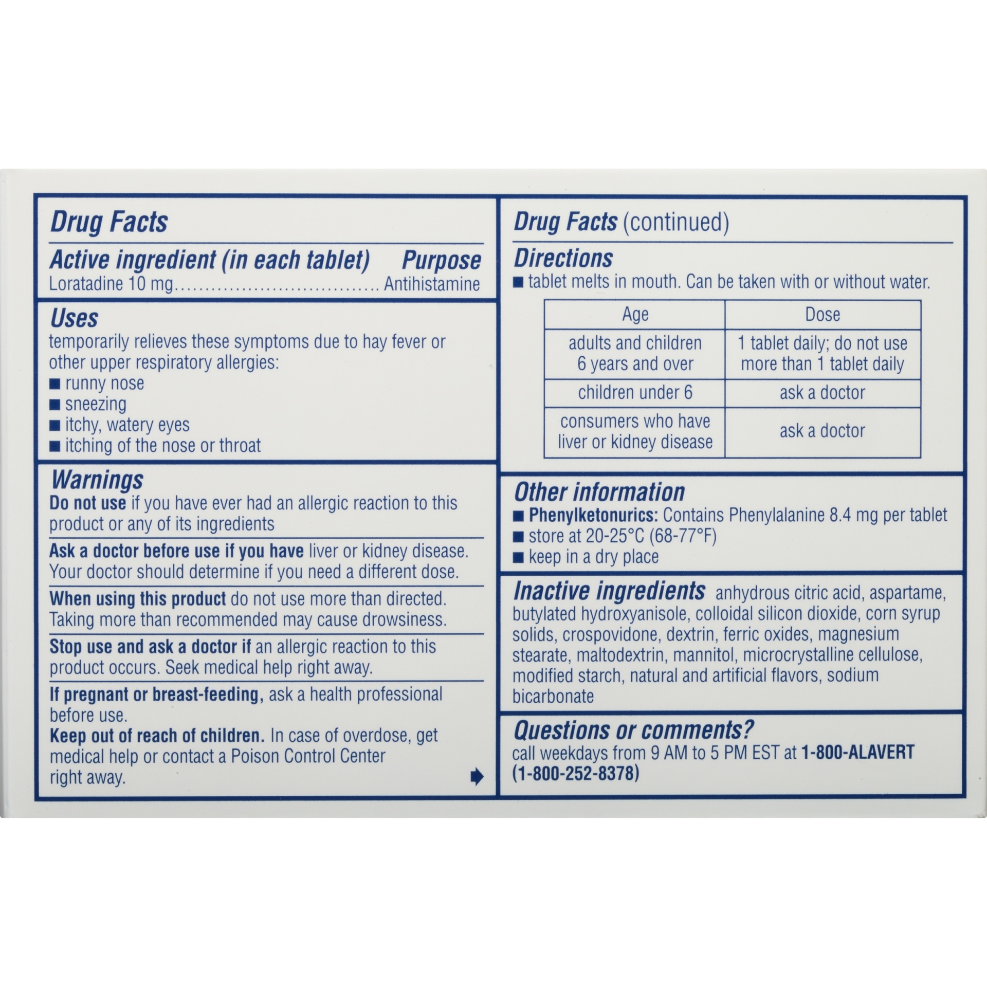 slide 6 of 6, Alavert Non-Drowsy 24-Hour Allergy Relief Orally Disintegrating Tablets in Citrus Burst Flavor, 60 ct