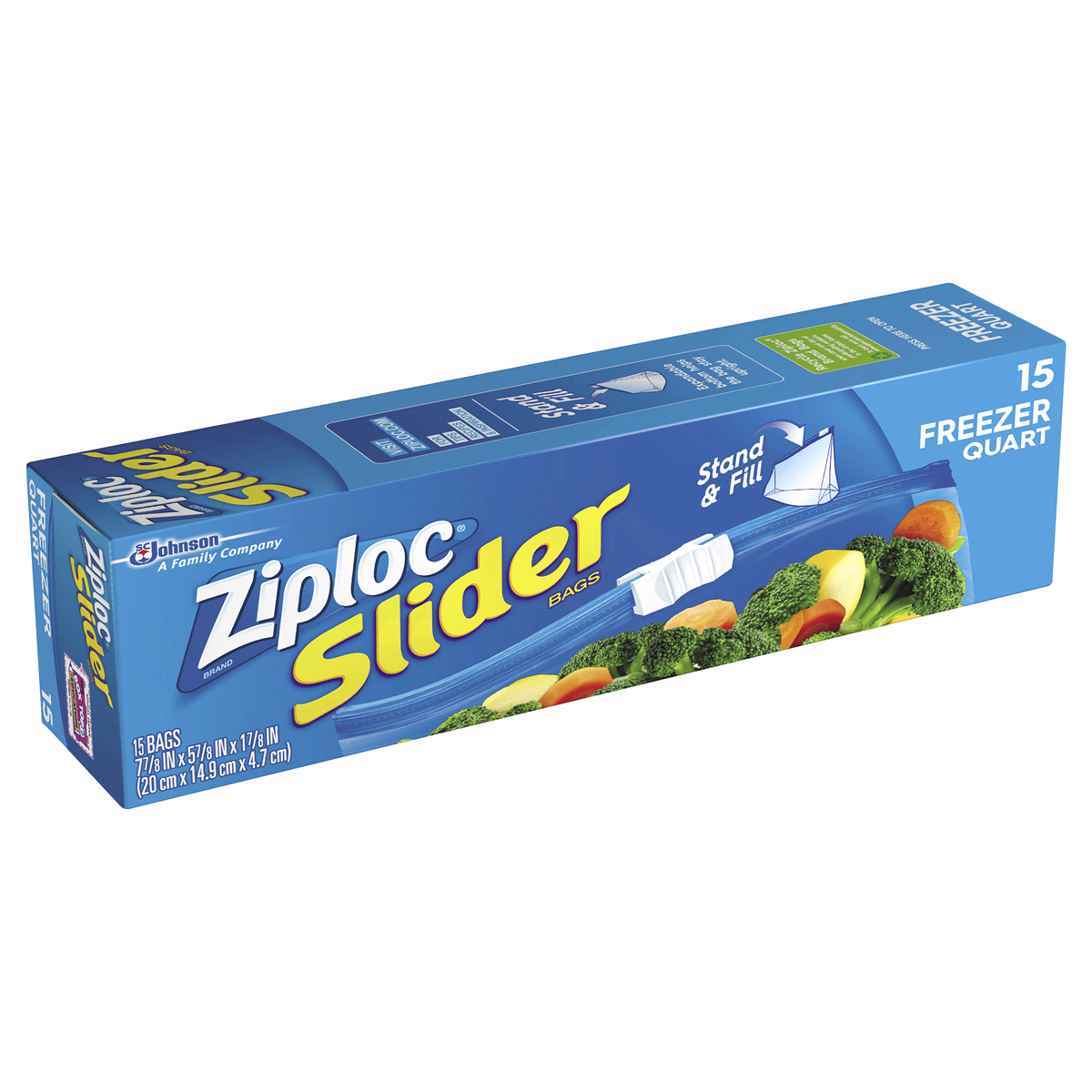 slide 2 of 3, Ziploc Brand Slider Freezer Bags with Power Shield Technology, Quart, 15 Count, 15 ct