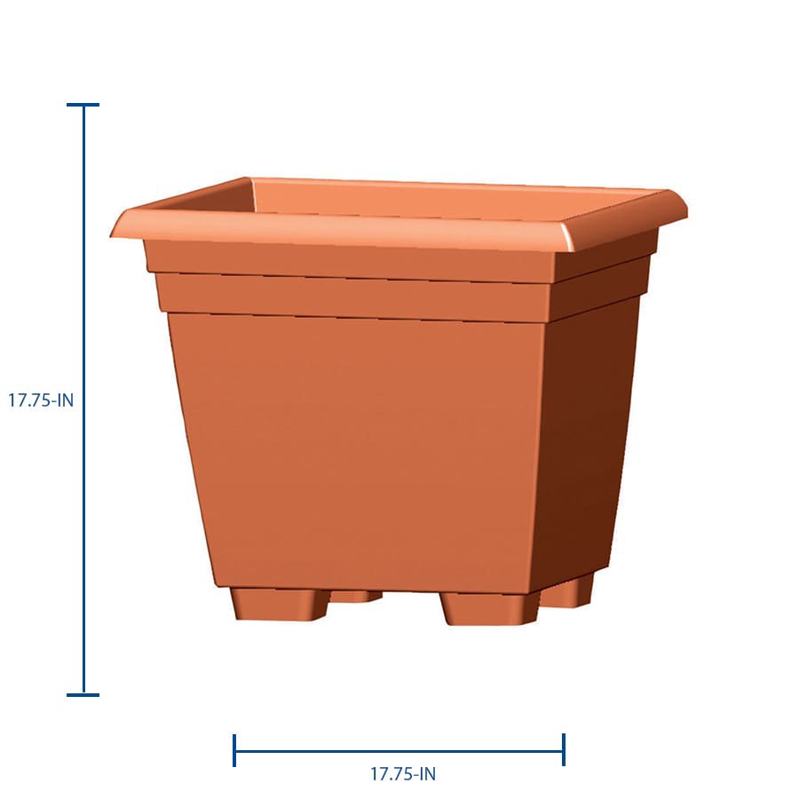 slide 2 of 6, Garden Treasures Square 14.0-in W x 17.75-in L Orange Plastic Indoor/Outdoor Planter, 1 ct
