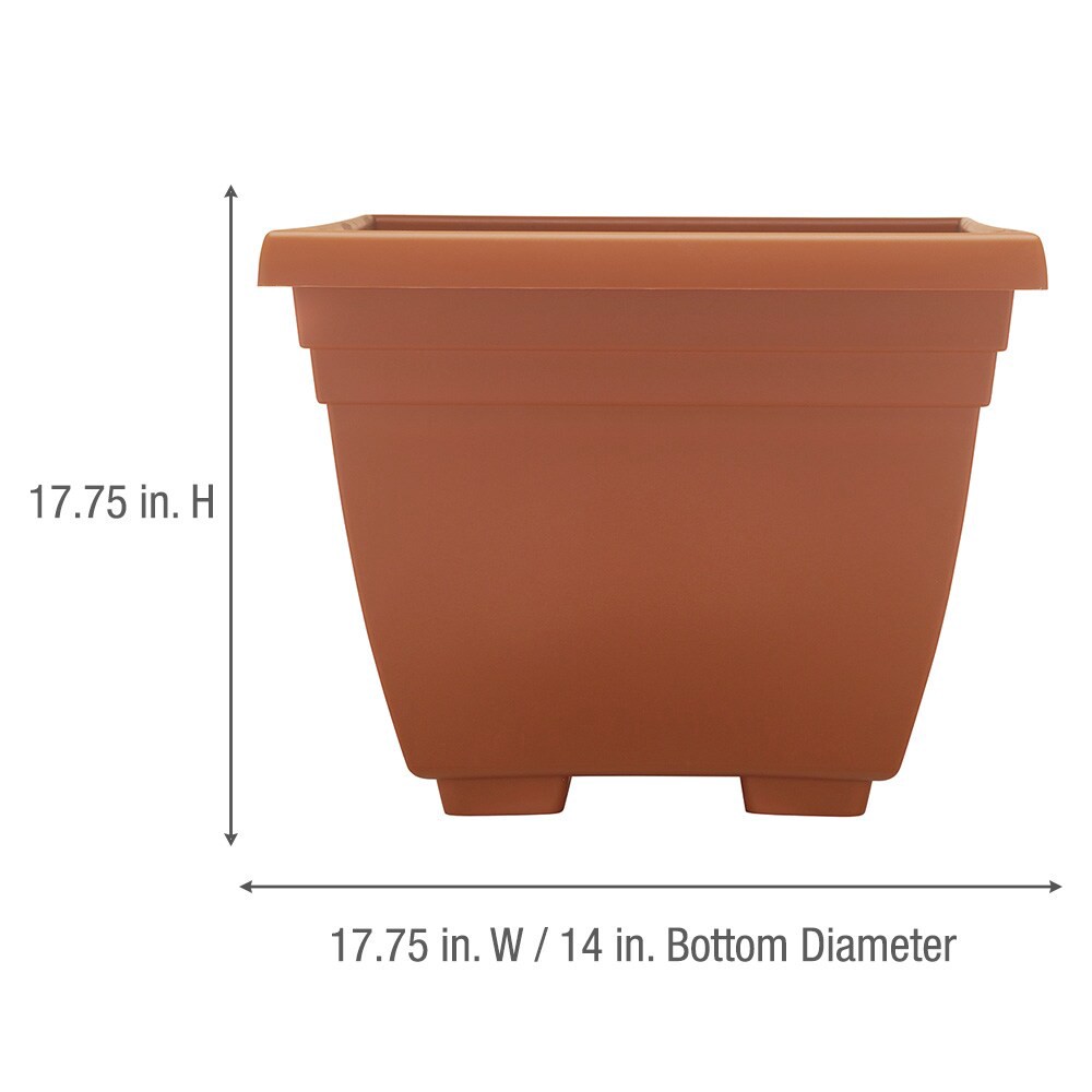 slide 5 of 6, Garden Treasures Square 14.0-in W x 17.75-in L Orange Plastic Indoor/Outdoor Planter, 1 ct