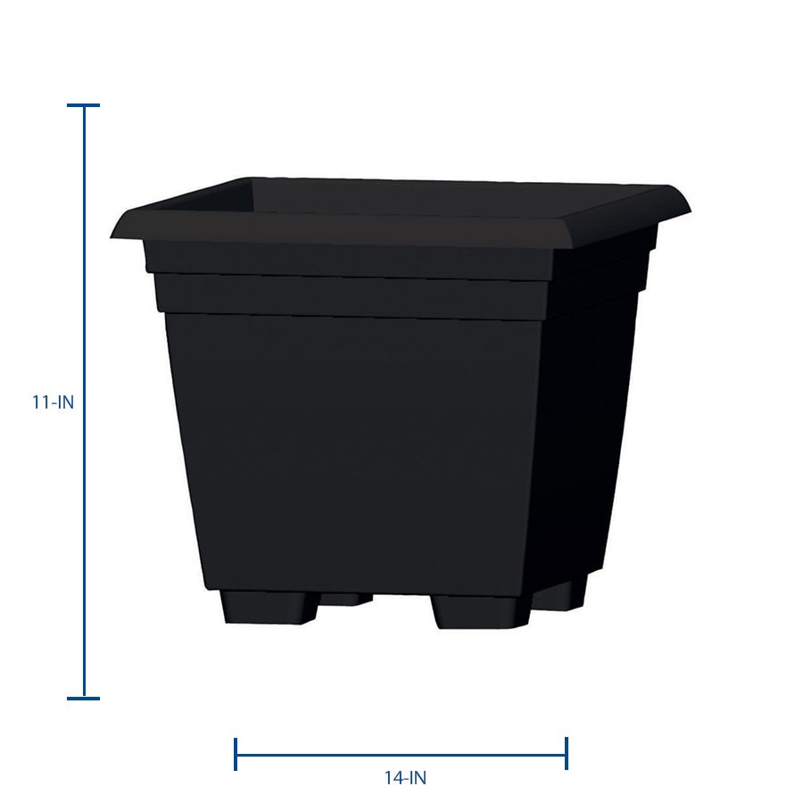 slide 2 of 6, Garden Treasures Square 13.875-in W x Black Plastic Outdoor Planter, 1 ct