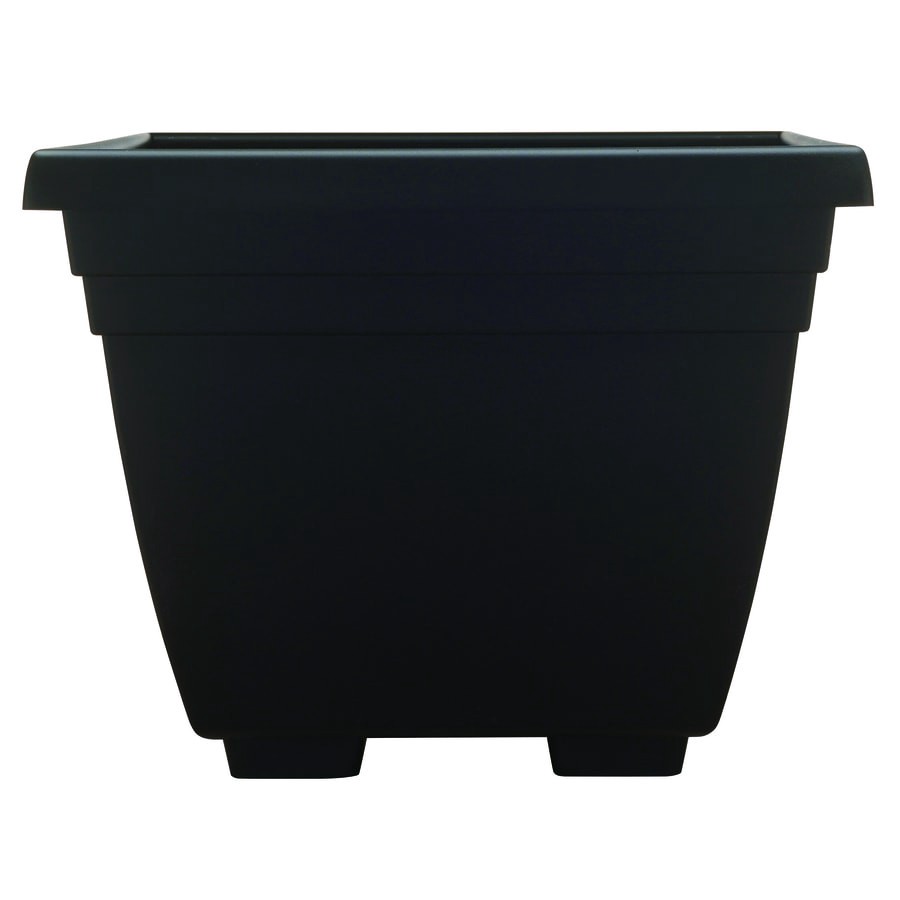 slide 1 of 3, Garden Treasures Square 13.875-in W x Black Plastic Outdoor Planter, 1 ct