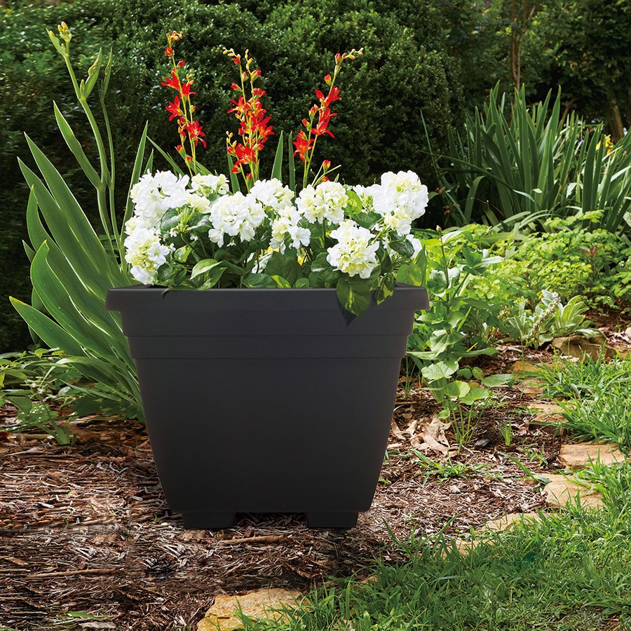 slide 5 of 6, Garden Treasures 17.75-in W x 14-in H Black Plastic Traditional Indoor/Outdoor Planter, 1 ct