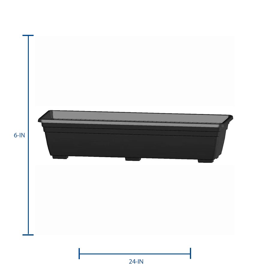slide 4 of 6, Garden Treasures Rectangle 7.9-in W x 25-in L Black Plastic Indoor/Outdoor Window box, 1 ct