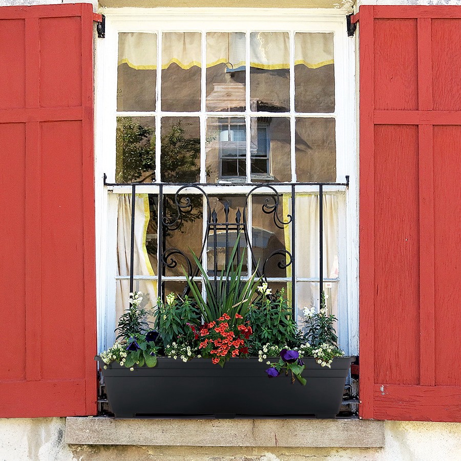 slide 6 of 6, Garden Treasures Rectangle 7.9-in W x 25-in L Black Plastic Indoor/Outdoor Window box, 1 ct