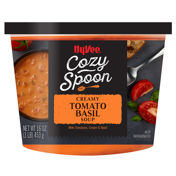 slide 1 of 1, Hy-Vee Cozy Spoon Creamy Tomato Basil Soup, 16 oz