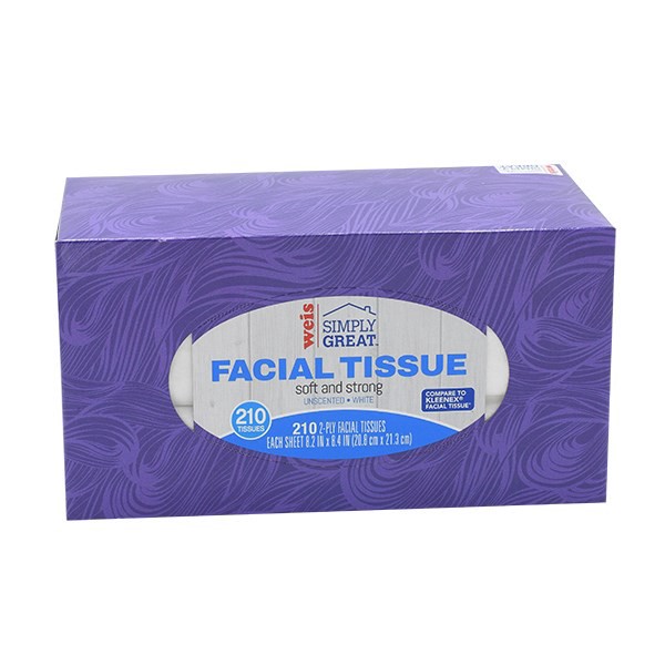 slide 1 of 1, Weis Quality Regular - Family Size Facial Tissues, 210 1 ct