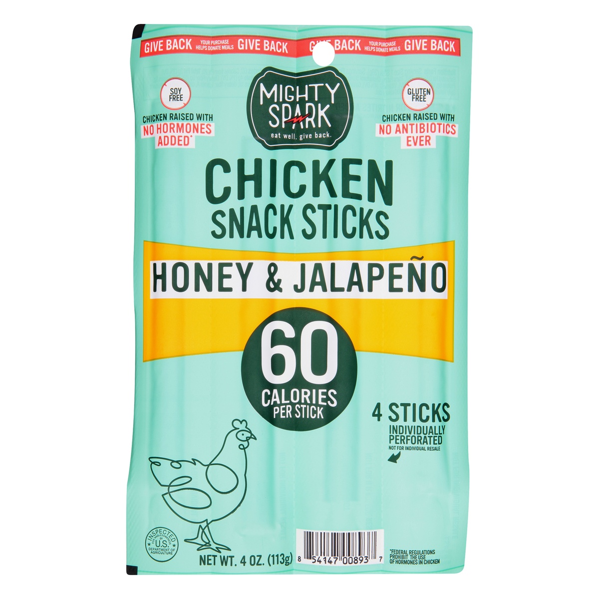 slide 1 of 1, Mighty Spark Honey Jalapeno Chicken Snack Sticks - Multipack, 1 ct