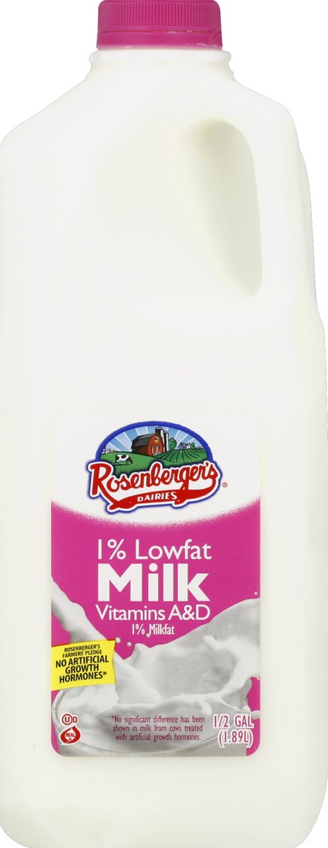 slide 4 of 4, Rosenberger's 1% Low-Fat Milk, 1/2 qt