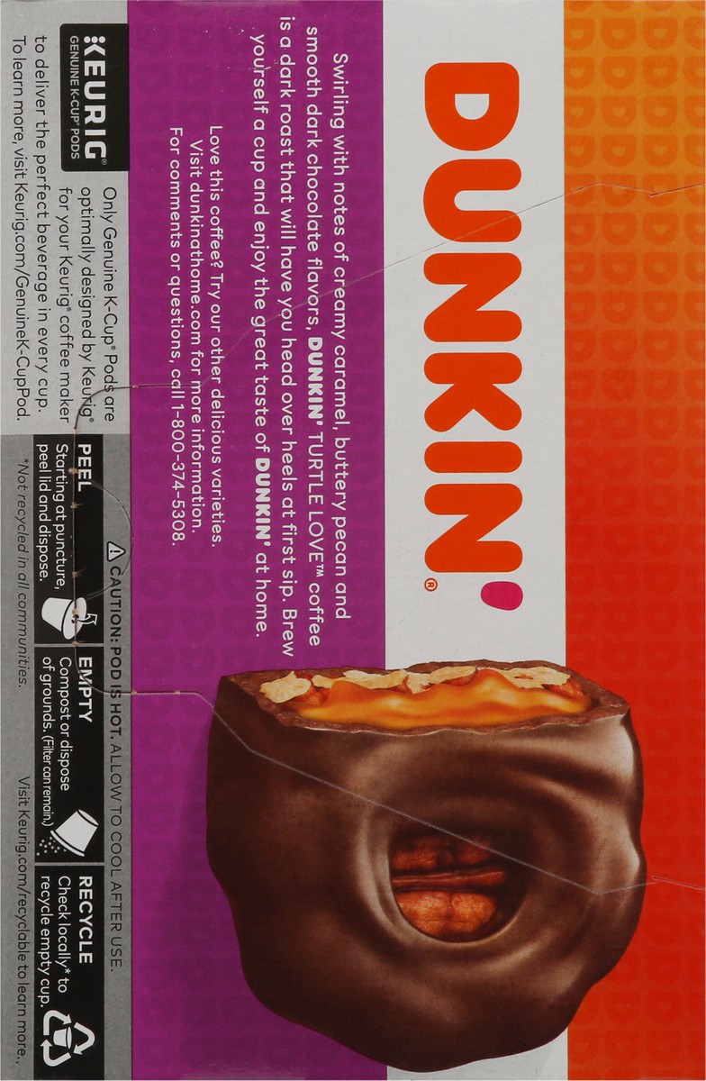 slide 6 of 9, Dunkin'' Turtle Love Coffee, Dark Roast, Keurig K-Cup Pods, 10 Count Box, 10 ct