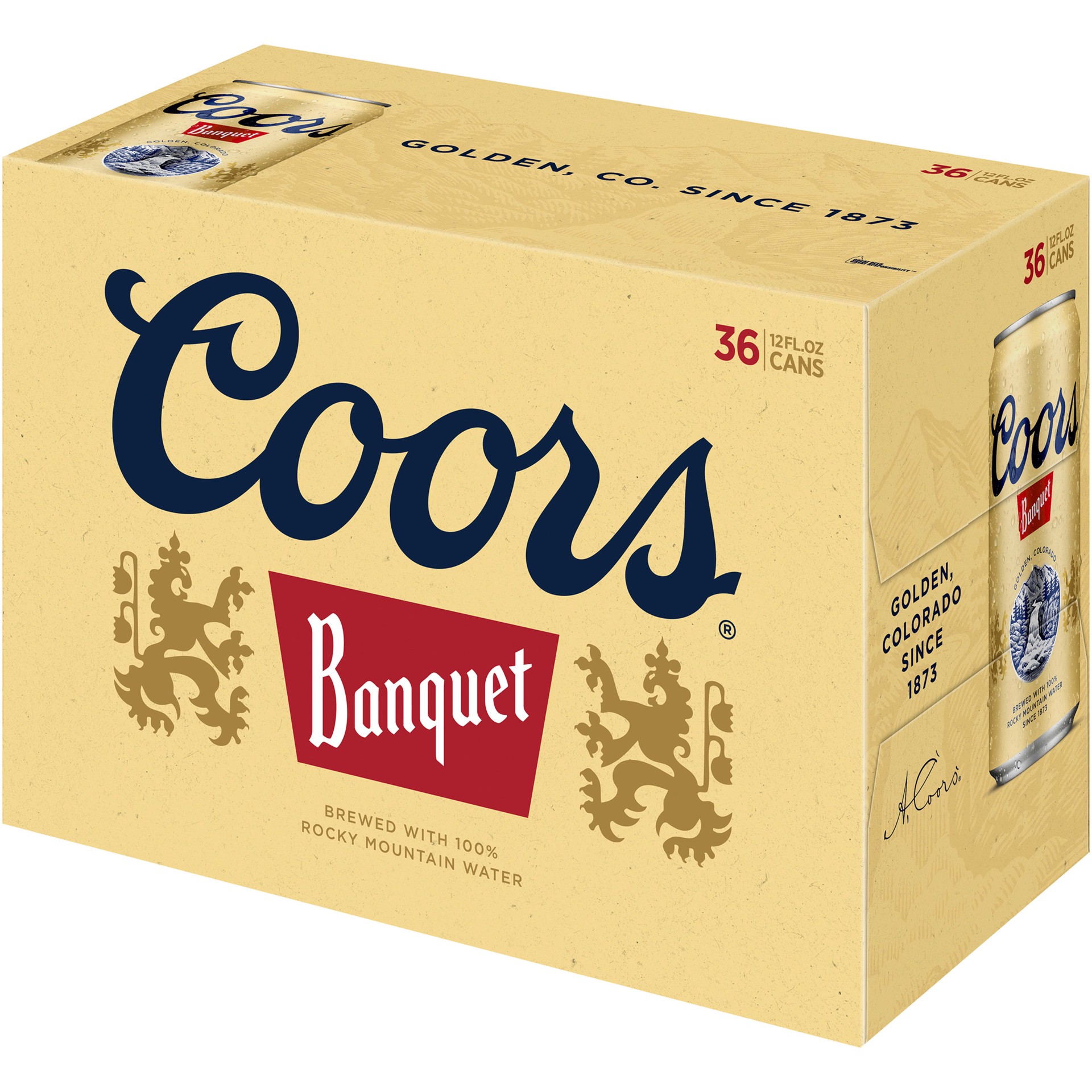 slide 3 of 5, Coors Banquet Lager Beer, 5% ABV, 36-pack, 12-oz beer cans, 12 fl oz