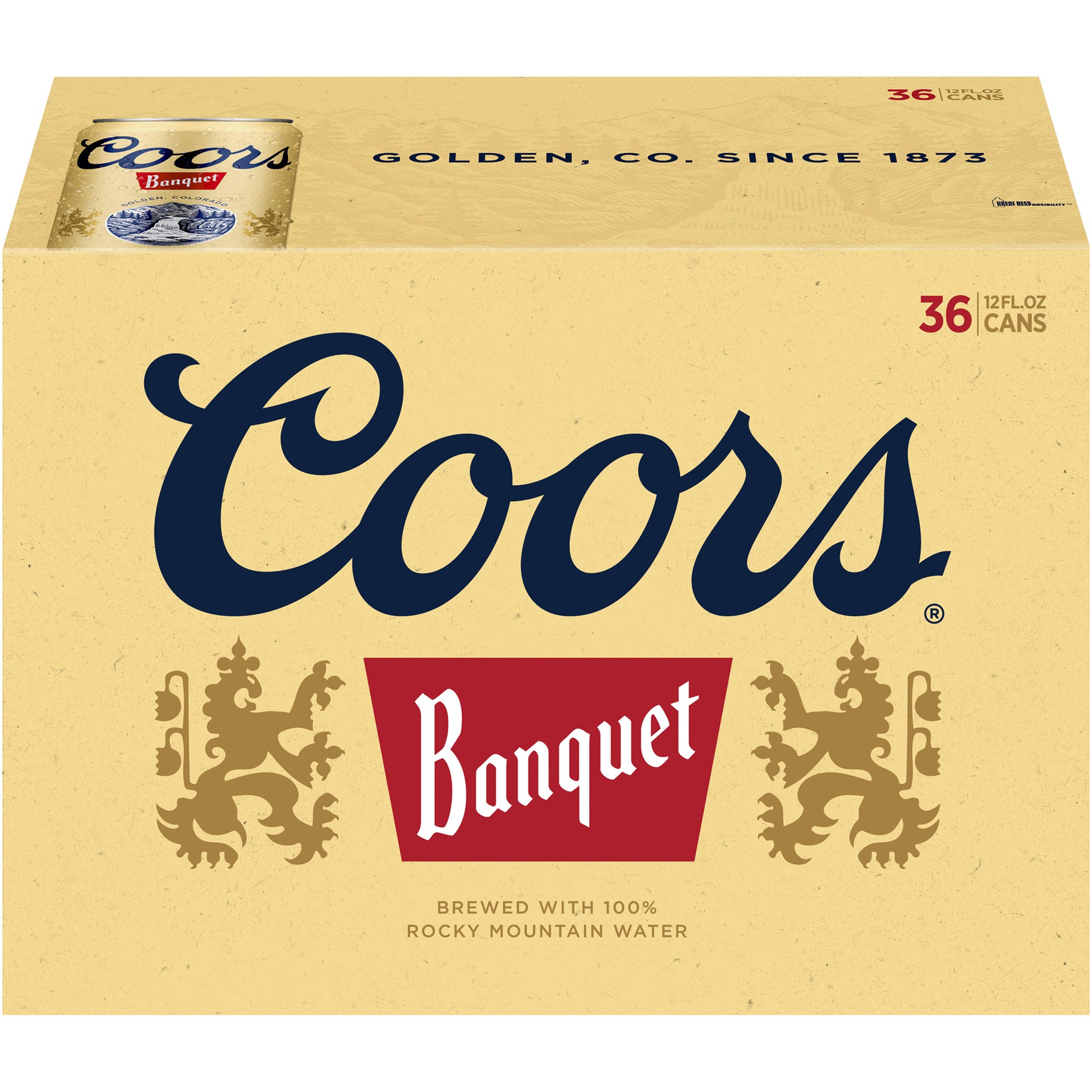 slide 2 of 5, Coors Banquet Lager Beer, 5% ABV, 36-pack, 12-oz beer cans, 12 fl oz
