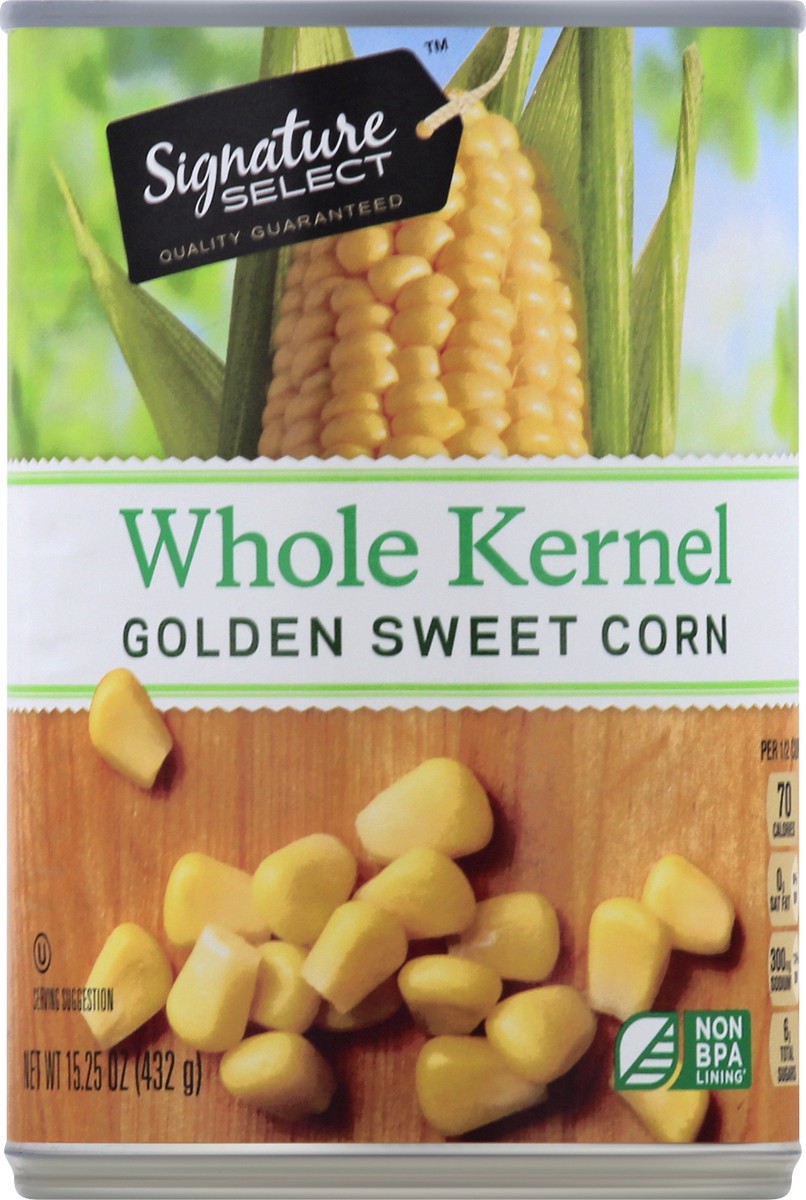 slide 4 of 7, Signature Select Corn Whole Kernel Golden Sweet Can, 15.25 oz