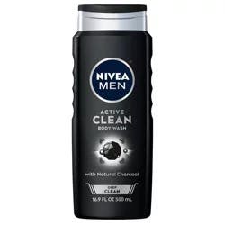 Nivea NIVEA MEN DEEP Active Clean Charcoal Body Wash, 16.9 Fl Oz Bottle