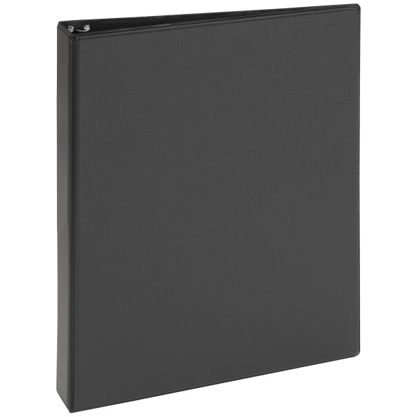 slide 1 of 1, Just Basics Round-Ring View Binder, 1'' Rings, 40% Recycled, Black, 1 ct