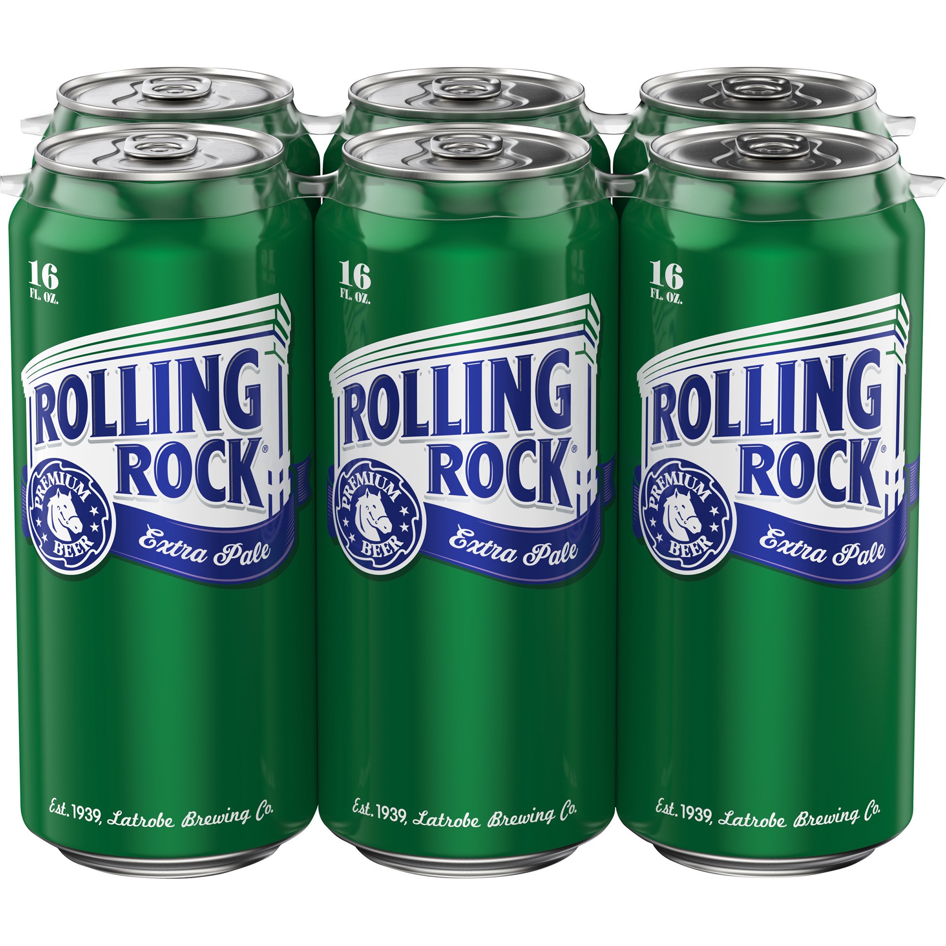 slide 5 of 5, Rolling Rock Extra Pale Beer, 6 Pack 16 fl. oz. Cans, 4.4% ABV, 6 ct; 16 oz