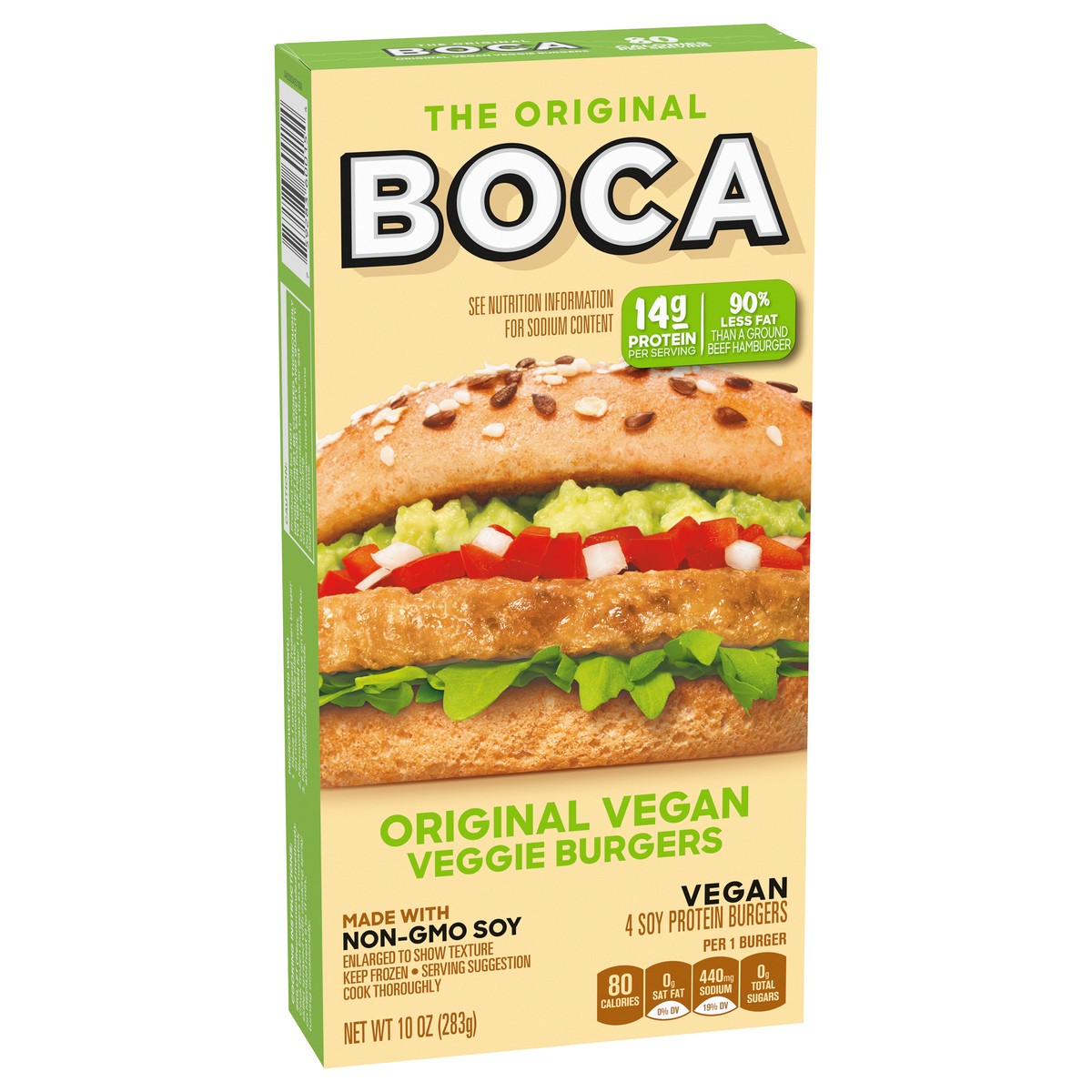 slide 9 of 13, BOCA Original Vegan Veggie Burgers with Non-GMO Soy, 4 ct Box, 4 ct