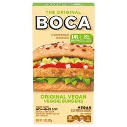 BOCA The Original Vegan Veggie Burgers 4-10 oz. Box