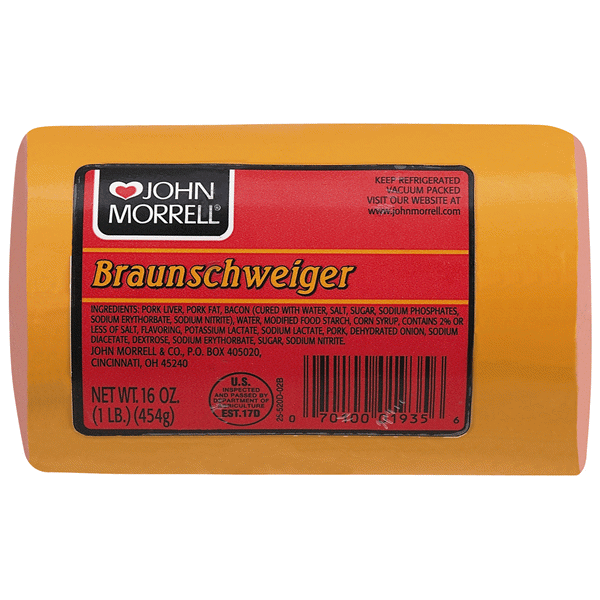 slide 1 of 2, John Morrell Braunschweiger, 16 oz