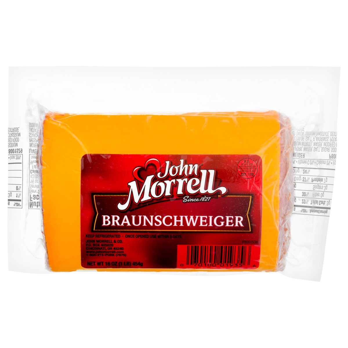 slide 1 of 2, John Morrell Braunschweiger, 16 oz