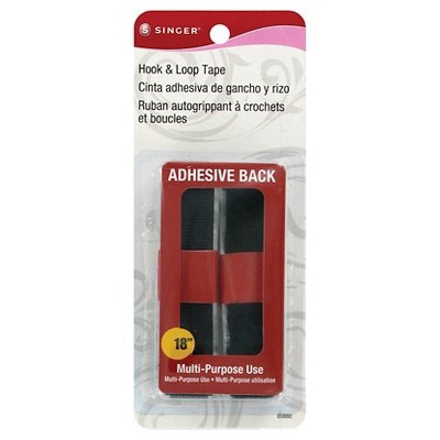 slide 1 of 3, SINGER Adhesive Back Hook & Loop Tape 3/4" x 18" - Black, 1 ct