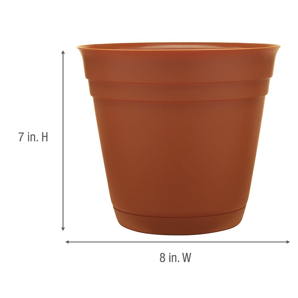 slide 3 of 6, Garden Treasures Round 8.0-in W x 8.0-in L Orange Resin Indoor/Outdoor Planter, 1 ct