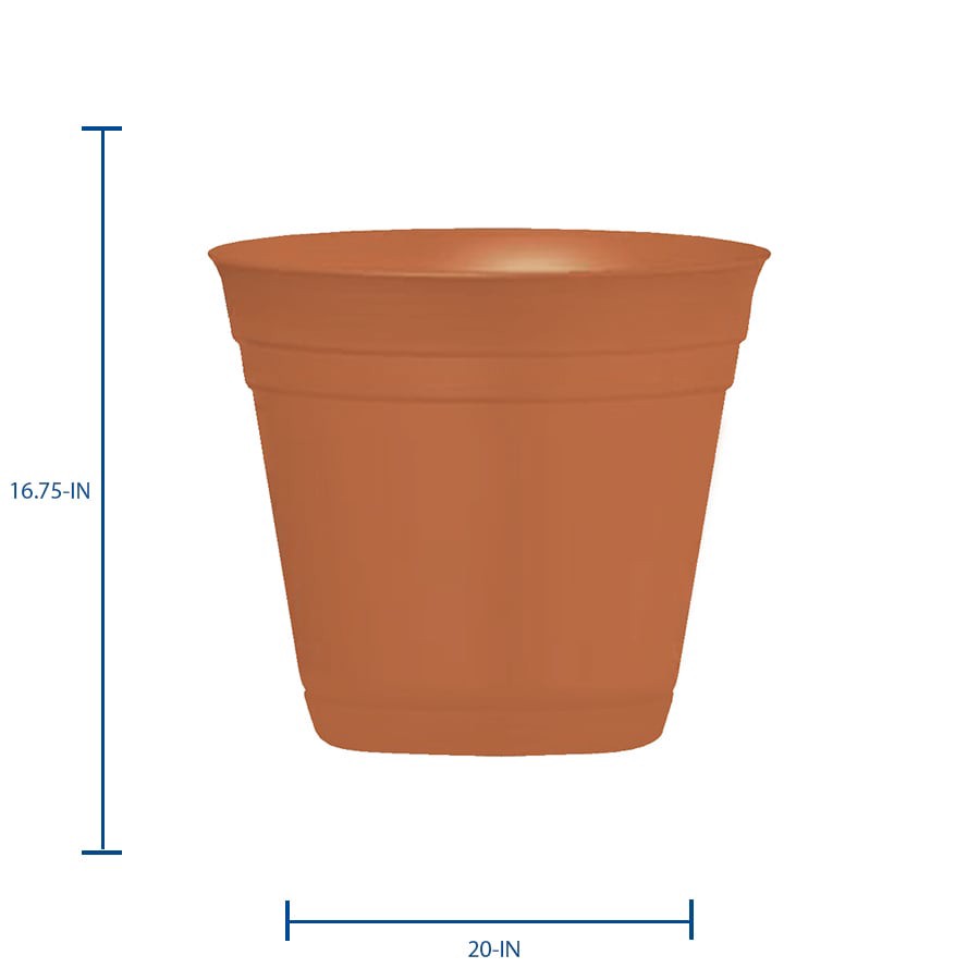 slide 3 of 5, Garden Treasures Round 20.0-in W x 20.0-in L Orange Resin Indoor/Outdoor Planter, 1 ct