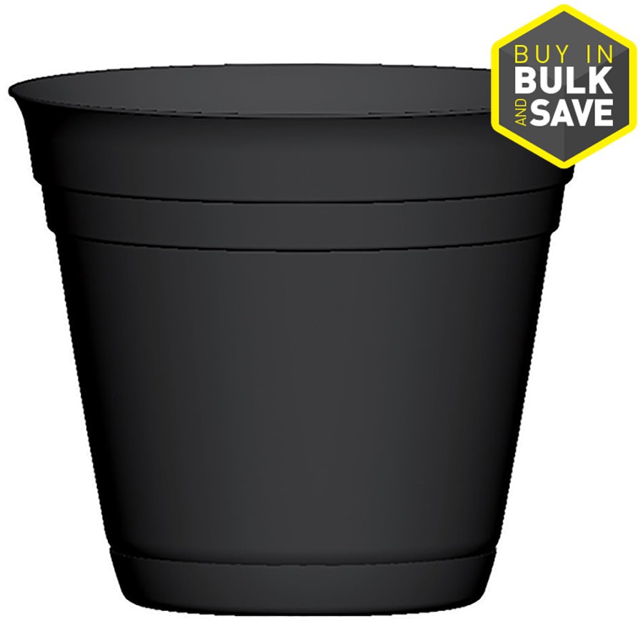 slide 1 of 2, Garden Treasures 8-Pack 16-in W x 14-in H Black Plastic Traditional Planter, 1 ct