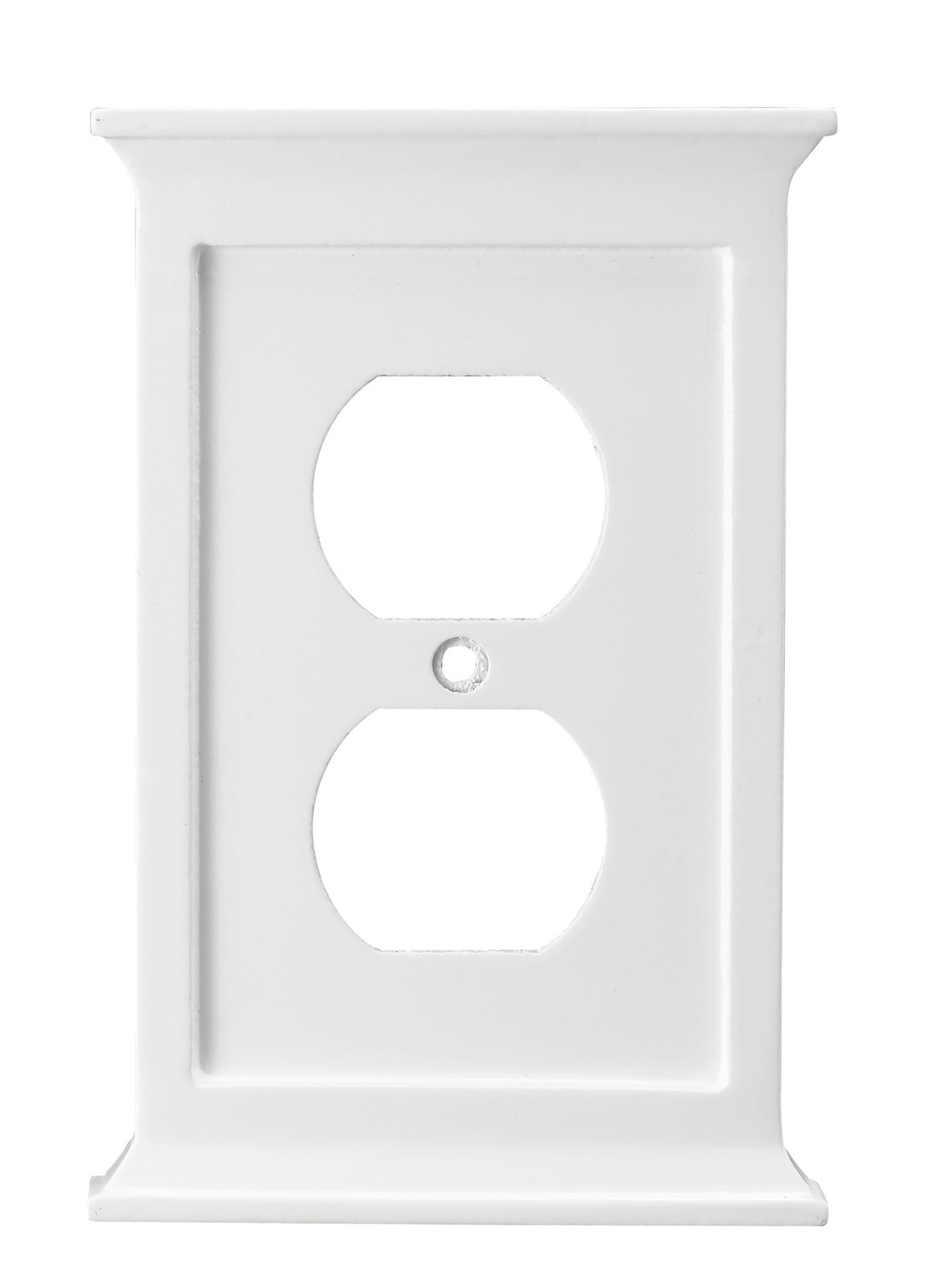 slide 1 of 3, allen + roth 1 -Gang White Wood Indoor Round Wall Plate, 1 ct