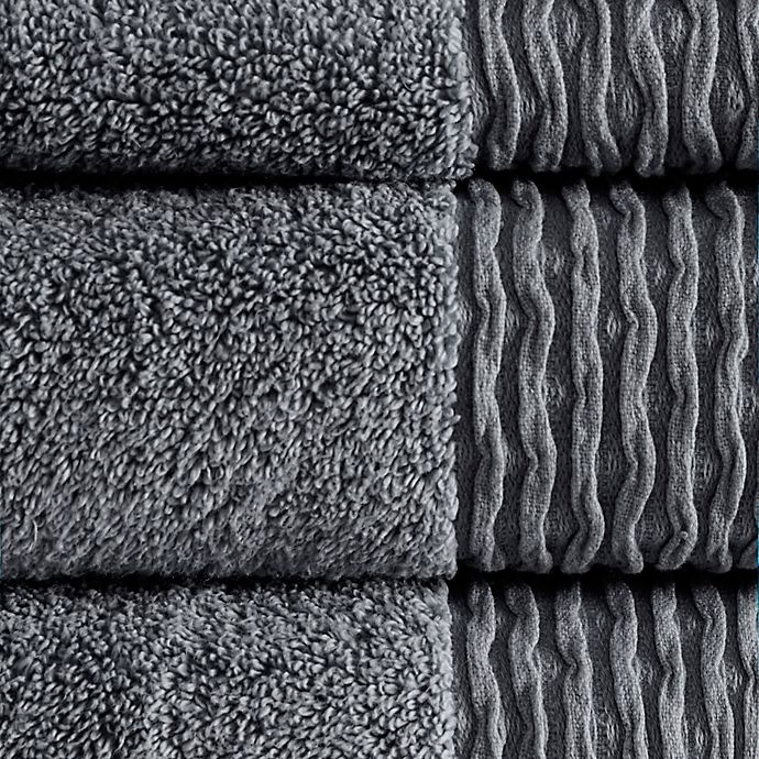 slide 1 of 6, Madison Park Breeze Jacquard Bath Towel Set - Charcoal, 6 ct