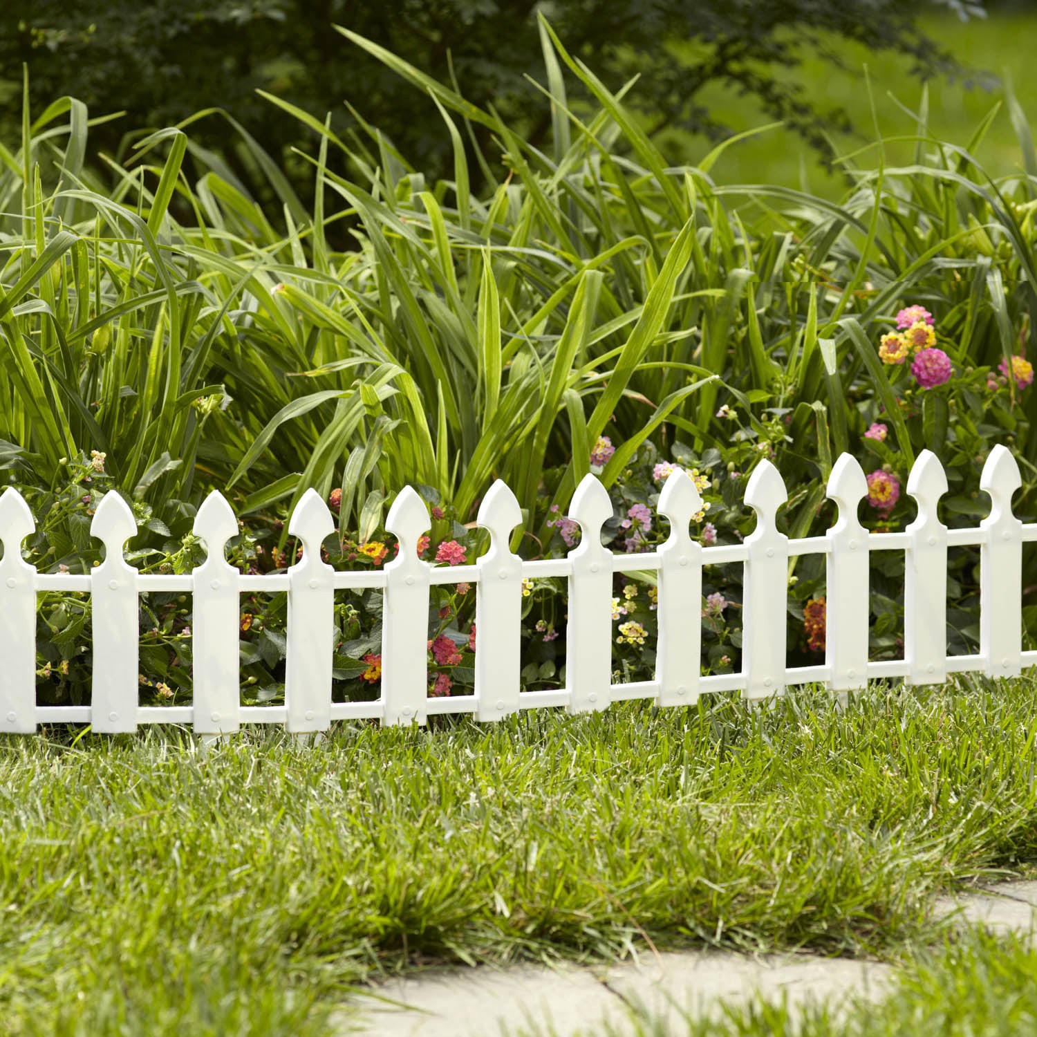 slide 2 of 6, Style Selections 0.5-in x 22-in x 12-in White Polyresin Picket fencing, 1 ct