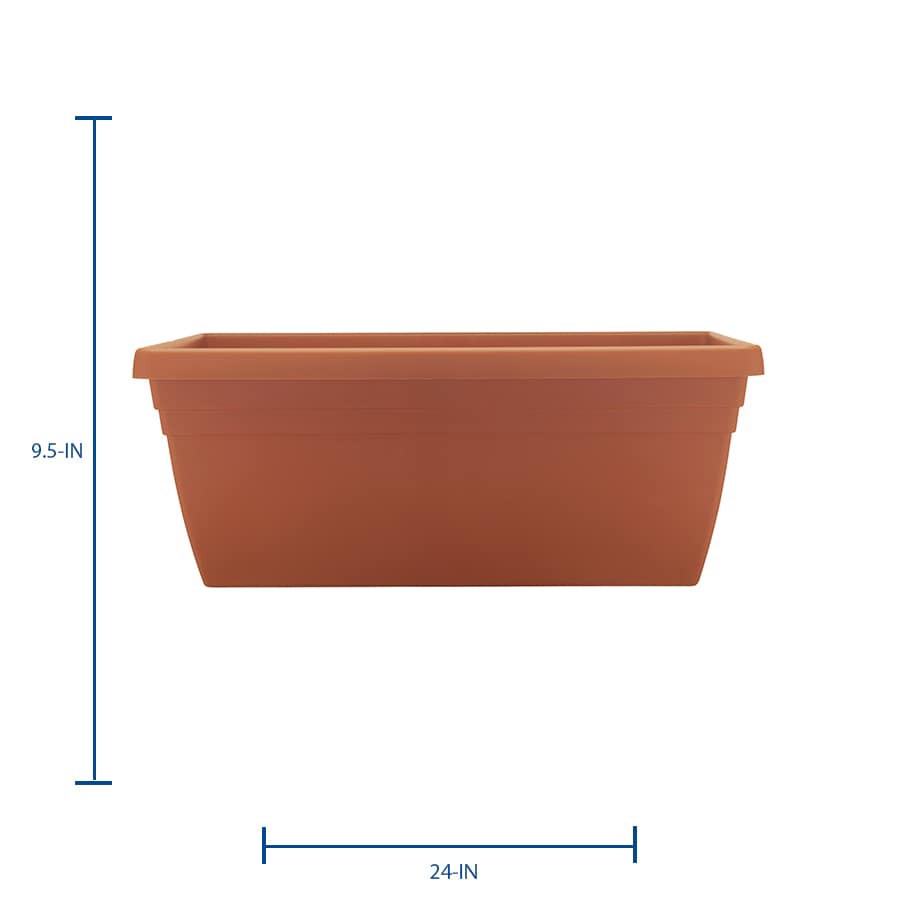 slide 2 of 6, Garden Treasures 23.75-in W x 9.5-in H Orange Plastic Traditional Indoor/Outdoor Railing Planter, 1 ct