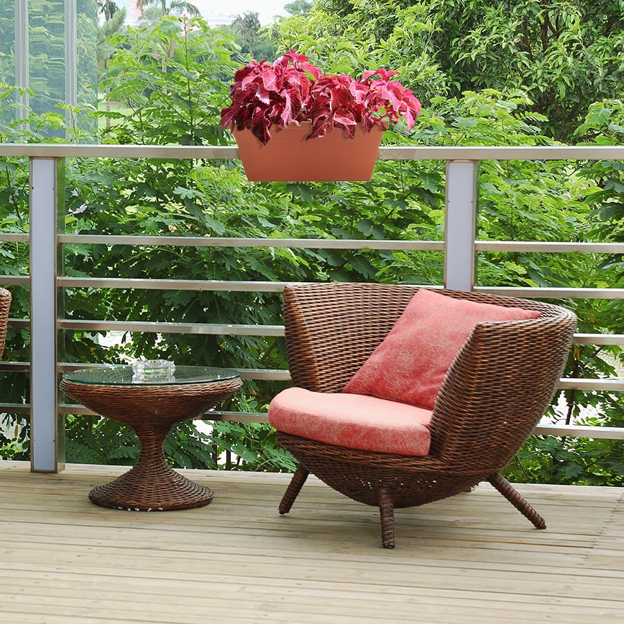 slide 4 of 6, Garden Treasures 23.75-in W x 9.5-in H Orange Plastic Traditional Indoor/Outdoor Railing Planter, 1 ct