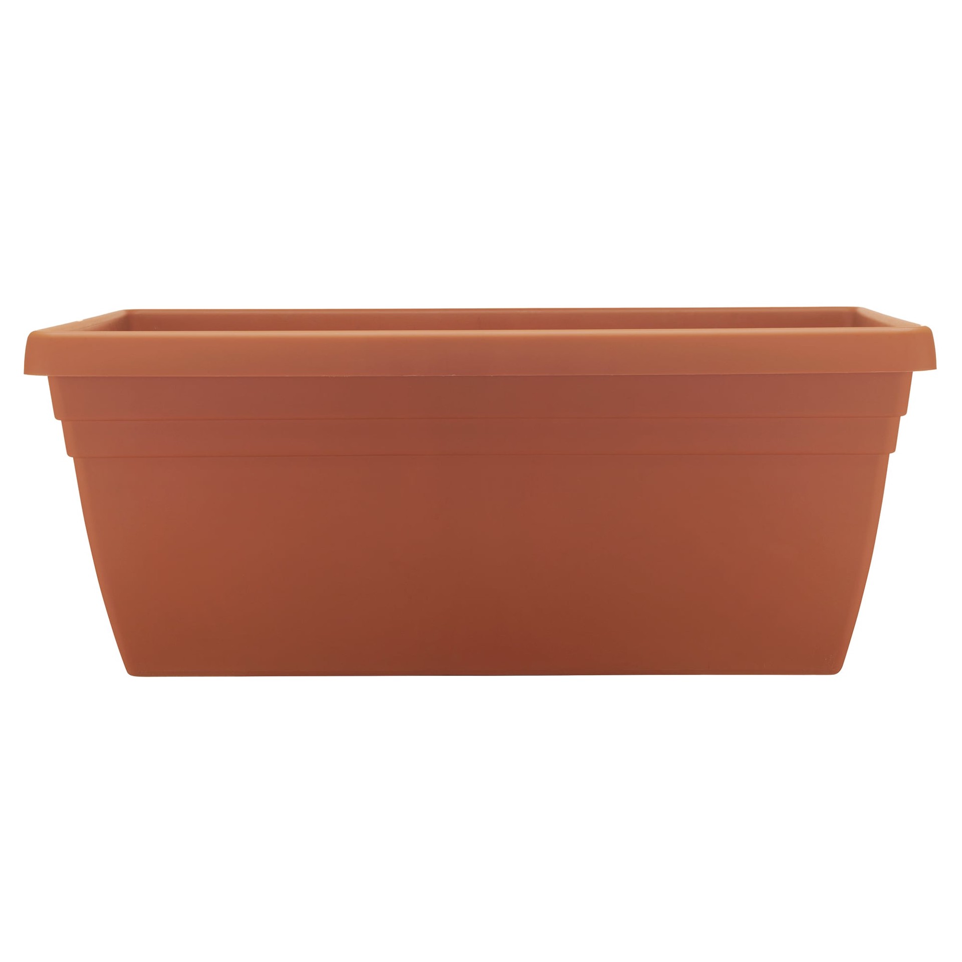 slide 1 of 6, Garden Treasures 23.75-in W x 9.5-in H Orange Plastic Traditional Indoor/Outdoor Railing Planter, 1 ct